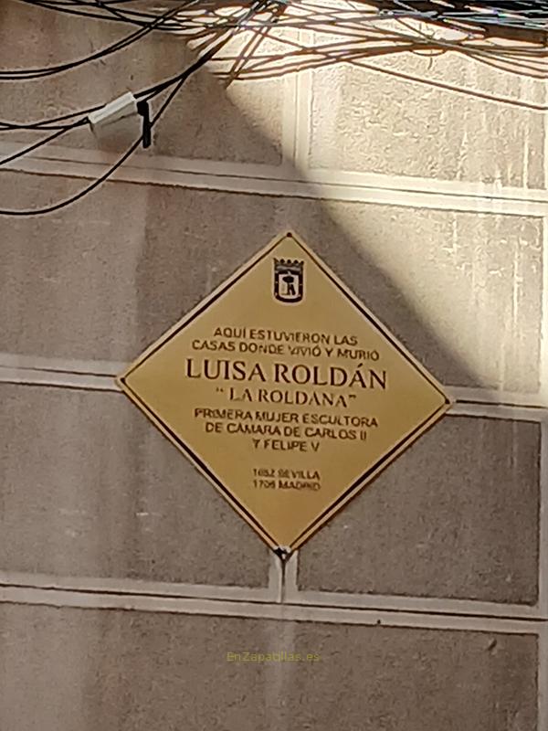 Placa en el lugar donde se encontraba la casa de La Roldana, Madrid