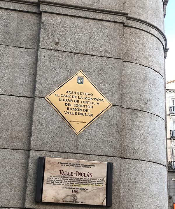 Placa en el café de la Montaña, Madrid