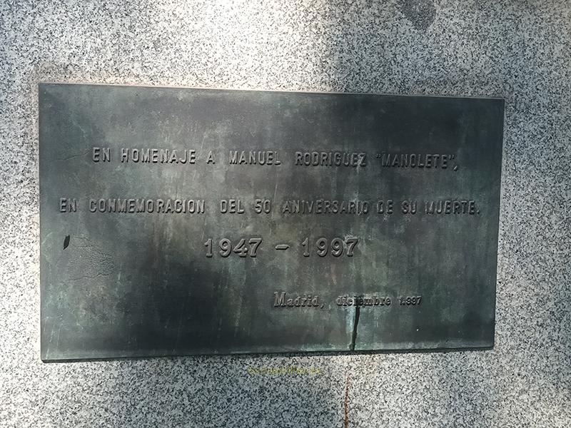 Placa a Manolete, Madrid